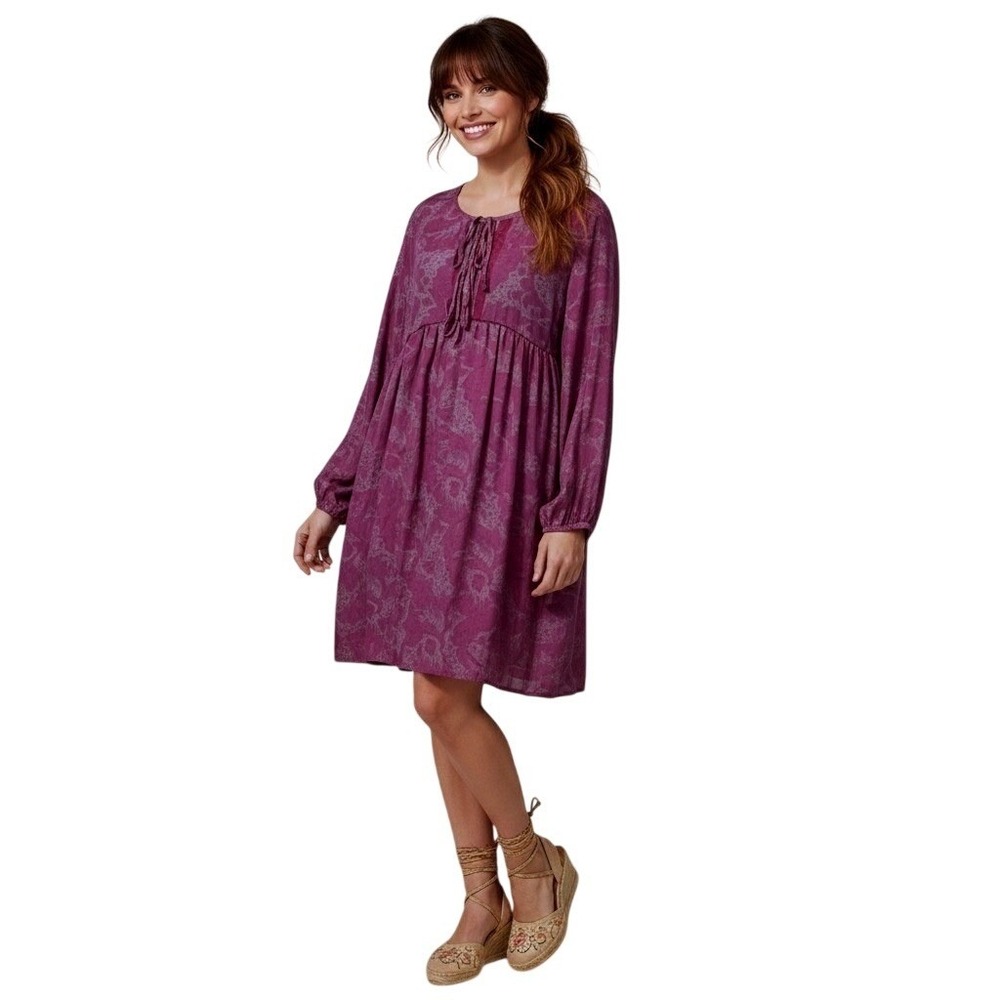 Karma Highway OSFM Pink Paisley Long Sleeve Boho  Fairy Cottagecore‎ Tunic Dress